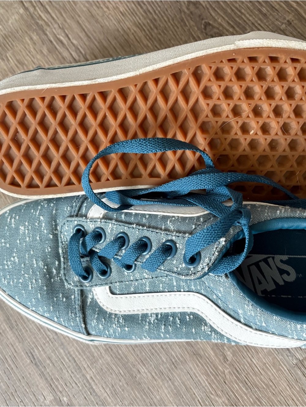 Vans Teal Canvas Old Skool Sneakers with White Stripe